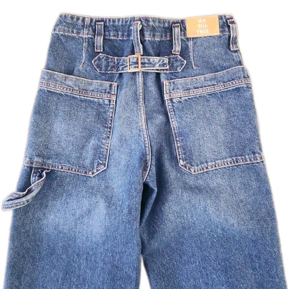 We The Free Jeans Size 27 Wide Leg Carpenter Denim High Cinch Back Hammer Loop - Picture 3 of 9